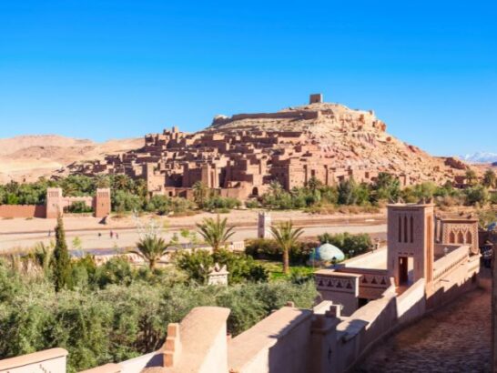 The ksar of Aït Benhaddou on its hill above the palm trees