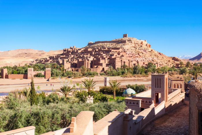 The ksar of Aït Benhaddou on its hill above the palm trees